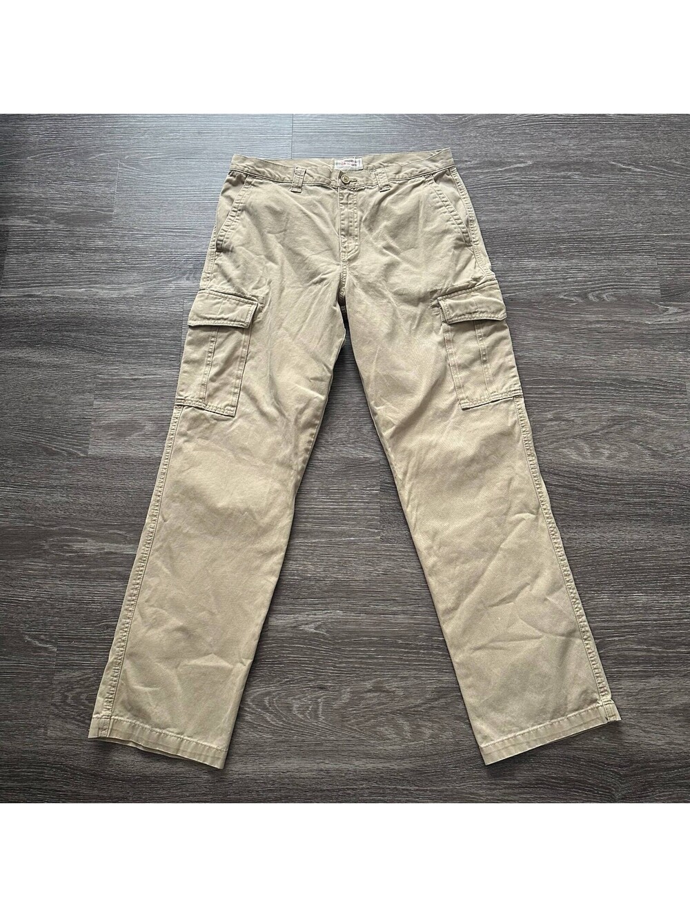 Old Navy Tan Khaki Cargo Pants Straight Leg Men's 34x34 Utility Work Skater Y2K